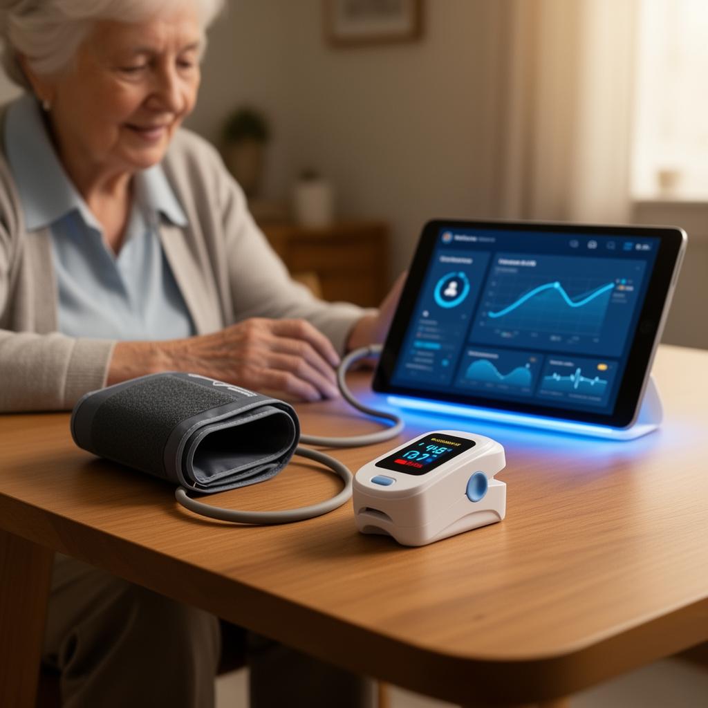 Older adult Medicare patient using remote patient monitoring devices