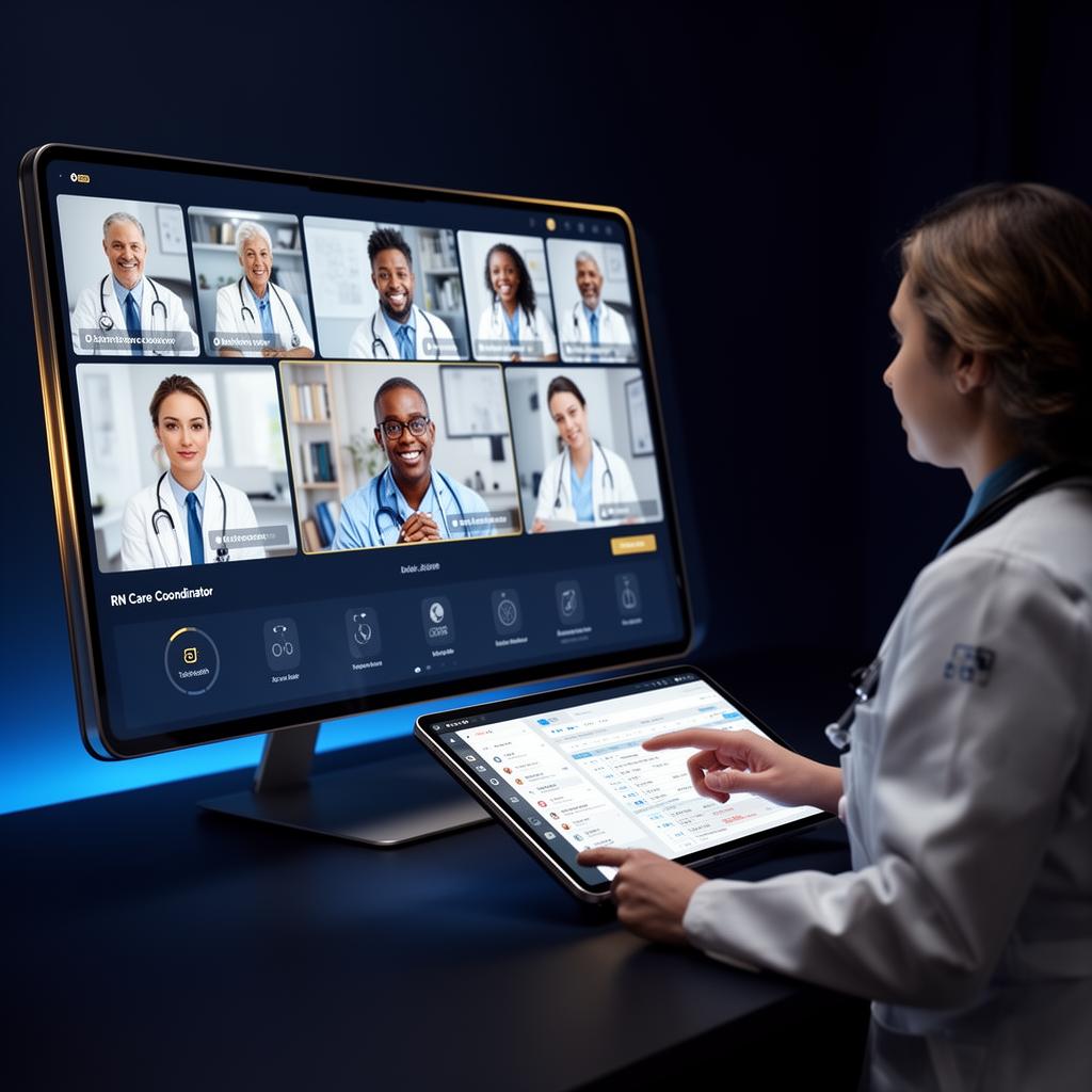 RN care coordinator using telehealth dashboard